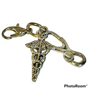 Medical Nursing Caduceus Stethoscope Charm Clip On Zipper Pull MD RN RRT